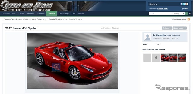 『CHEERS AND GEARS』に掲載されたフェラーリ458スパイダー