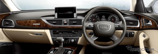 アウディ A6 新型 中央のエアコンの吹き出し口に”包丁”のモチーフがみられる。