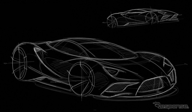 英国エタニティモータースの新型スーパーカーのティーザースケッチ