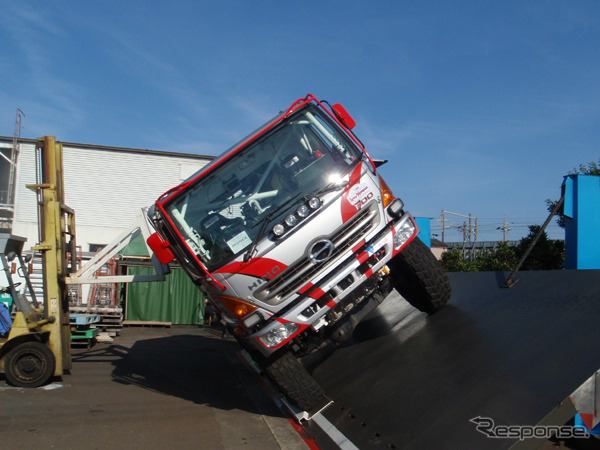 転角測定中の2号車（2012年大会準備）