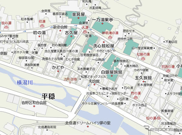 マピオン、日帰り温泉アイコン掲載