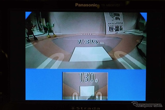 180度対応バックカメラが作り出した後方映像。複数のカメラ入力にも対応する