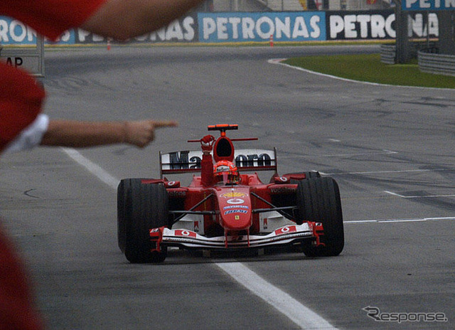 【F1マレーシアGP決勝】フェラーリ、シューマッハのまたもや完全勝利