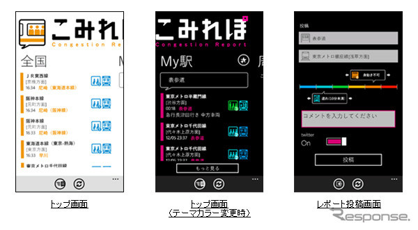 ナビタイム、Windows Phone向け こみれぽ