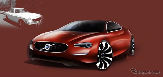 ボルボP1800の復刻モデルのデザインスケッチ