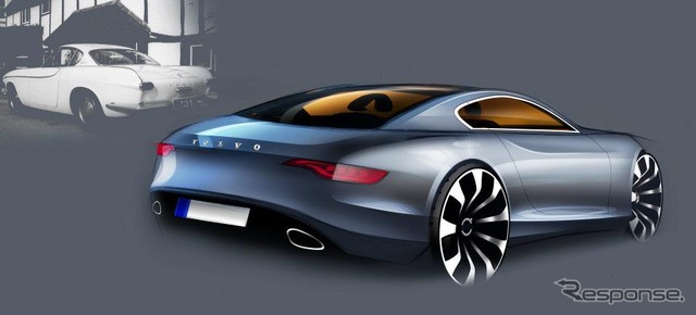 ボルボP1800の復刻モデルのデザインスケッチ
