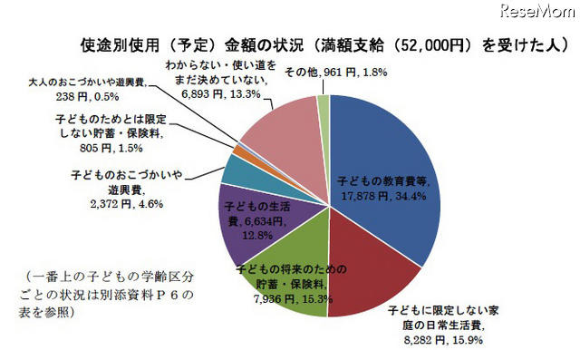 使途別使用（予定）金額の状況（満額支給52,000円）を受けた人）