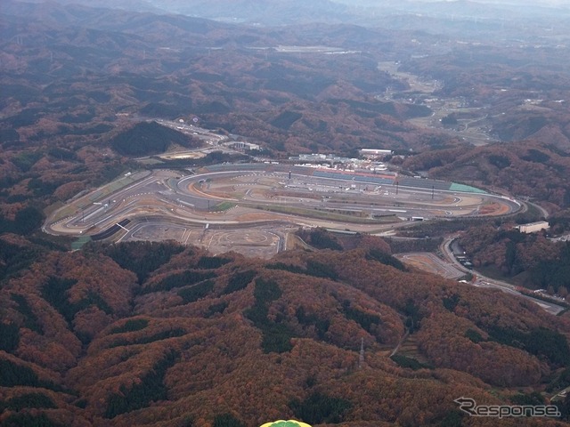 ツインリンクもてぎ全体を上空から見渡す。