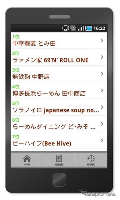 超らーめんナビ大賞 2011 ランキング画面
