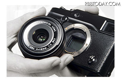 「FUJIFILM X-Pro1」のレンズ交換のイメージ(レンズは別売)