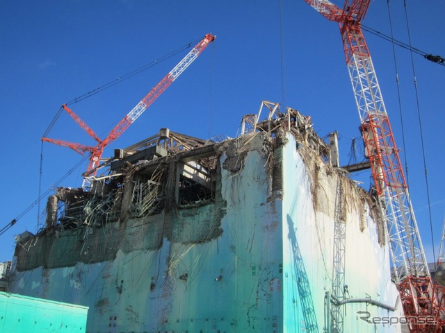 東京電力福島第一原子力発電所。3号機原子炉建屋（1月10日）
