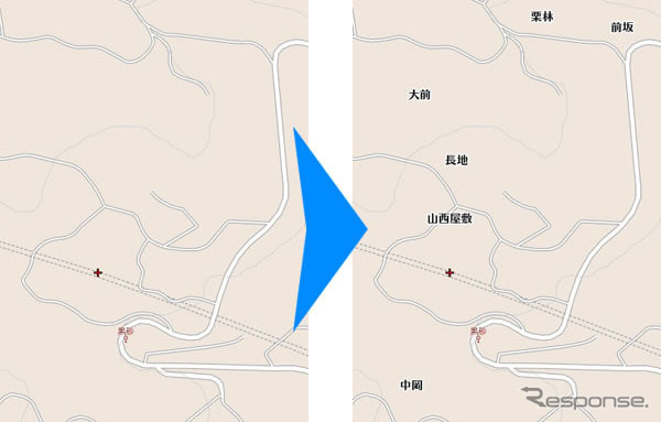 マピオン、小字名称の表示追加（例：徳島県美馬市美馬町）