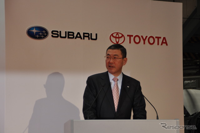 BRZ/86ラインオフ式　富士重工業の吉永泰之社長