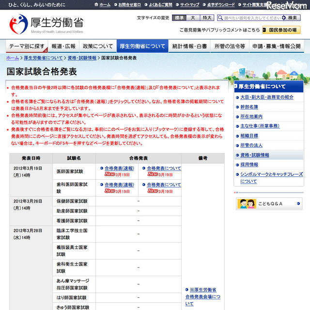 国家試験合格発表