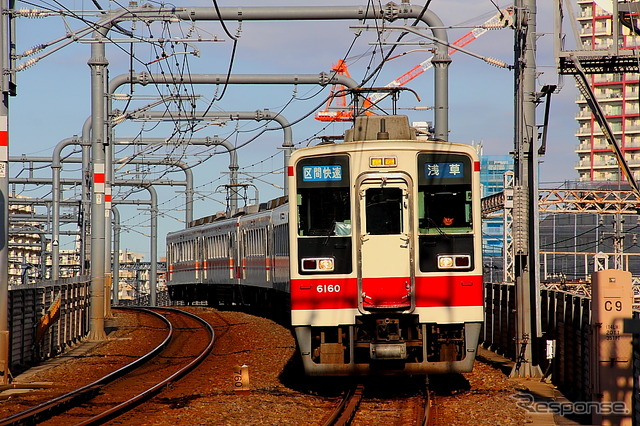 高架化された東武伊勢崎線業平橋~鐘ヶ淵間