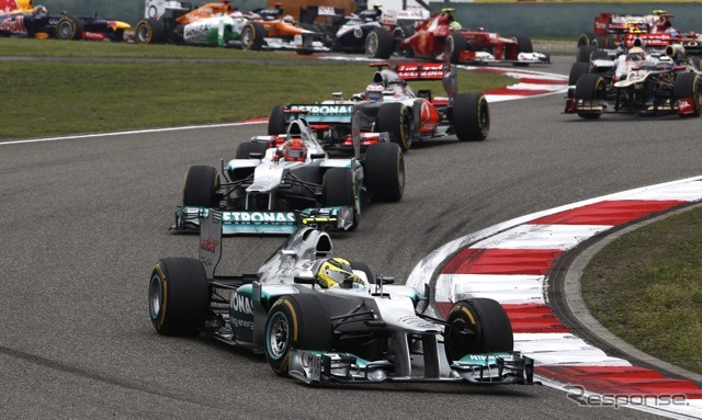 F1中国GP決勝(写真先頭がロズベルグ)