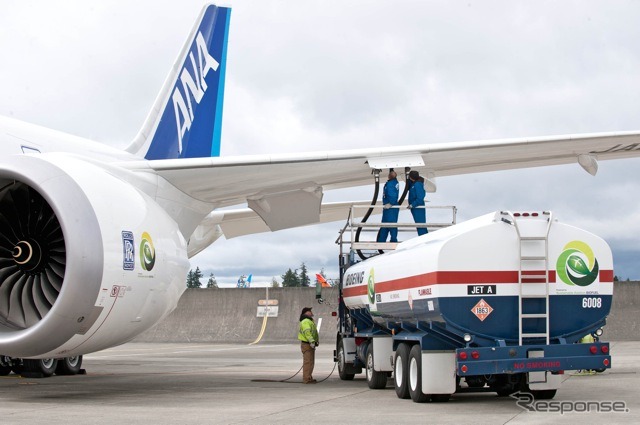 ANAボーイング787、バイオ燃料でデリバリー飛行