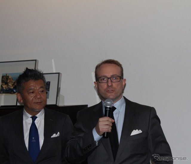 カッシーナ・イクスシー代表取締役社長の森康弘氏(左)とフェラーリ・アジアパシフィックプレジデント&CEOのハーバート・アプルロス氏(右)