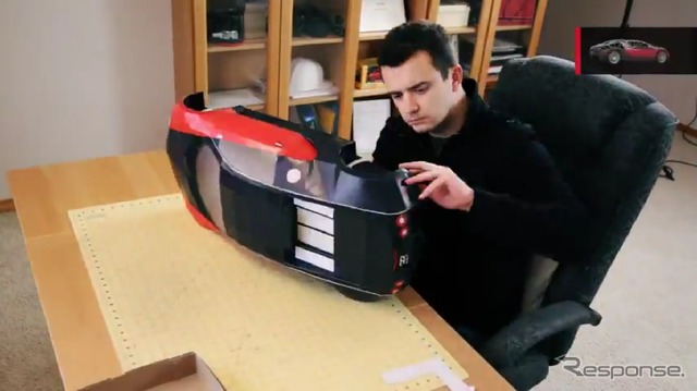 ヴェイロンのペーパークラフトの製作過程(動画キャプチャー)