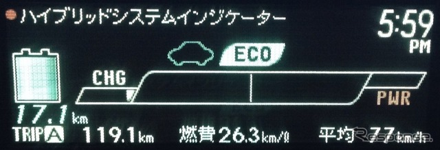 午後5時59分には17.1kmのEV走行が可能に