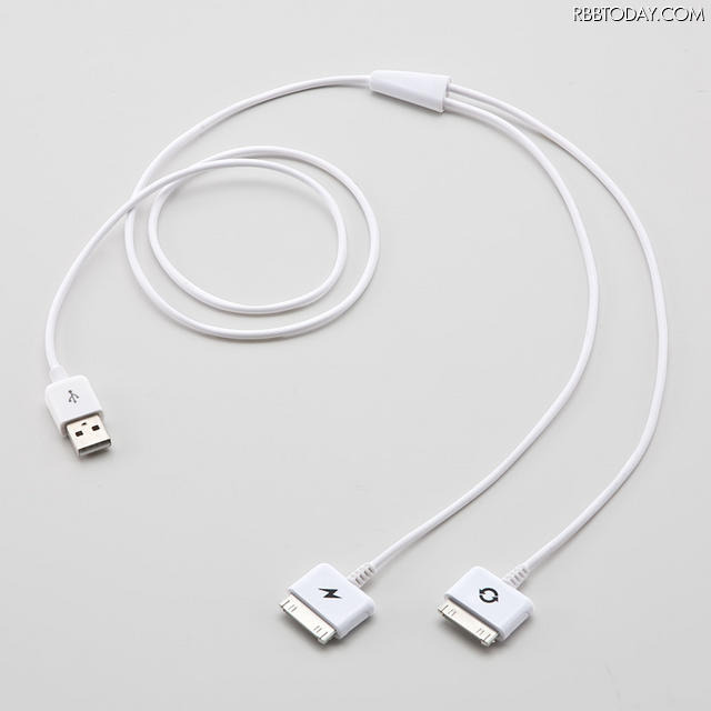 「iPad・iPhone・iPod充電&amp;同期ケーブル（二股USBケーブル・充電専用コネクタ）」
