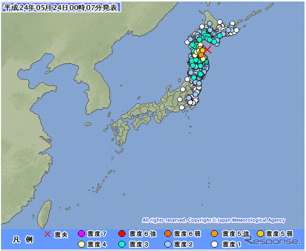 震度の分布
