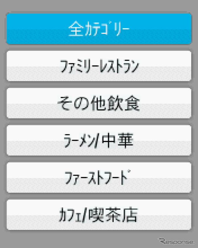 お店のジャンル別検索などもできる。もちろん電話番号や住所による検索も可能だ。