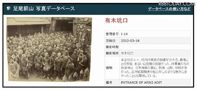データベース画面の一例