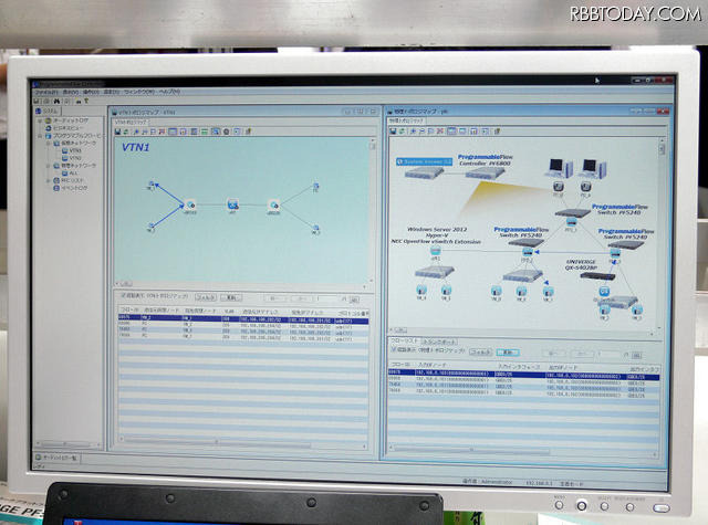 Ver.3.0になり、ビジュアル可された管理ツールが充実。仮想ネットワークと物理ネットワークとの対応が視覚的にわかるため、障害発生時も、場所の特定がしやすい。