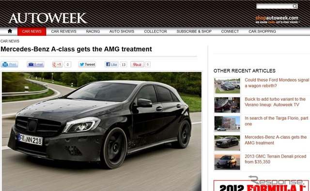 新型メルセデスベンツA45 AMGのプロトタイプの画像と内容を伝える米『AUTOWEEK』
