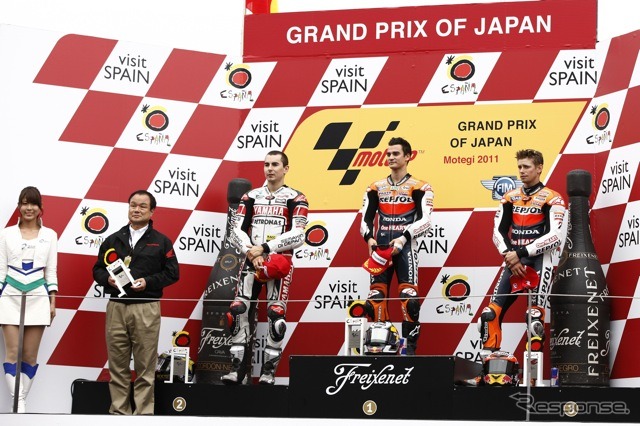2011年MotoGP日本GP表彰台（ツインリンクもてぎ）