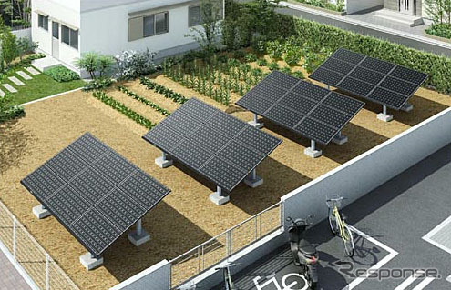 LIXIL、住宅用地上設置型太陽光発電システム「ソーラーベース 柱建てタイプ」