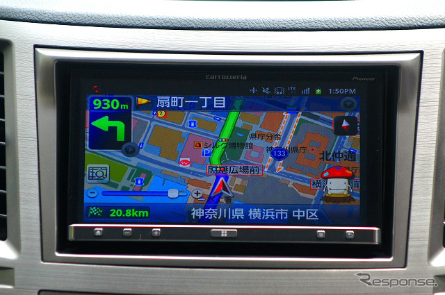 ドライブネット仕様の地図はスマートフォンの画面で使ったことがあるが、アプリユニットのワイド7インチ画面の方が圧倒的に見やすい。