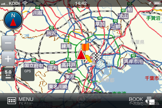 ダウンロード型なので、地図の拡縮はスムーズだ