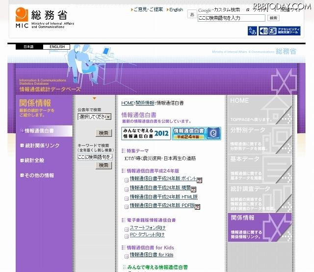 総務省「情報通信白書」公開ページ