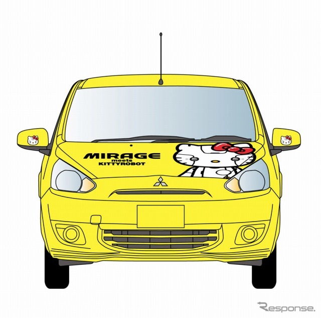 新型ミラージュ、KITTYROBOT コラボレーションラッピング車