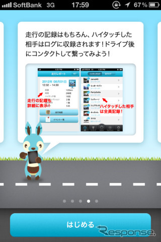 スマートフォン向けソーシャルドライブロガーアプリ「ハイタッチ！drive」