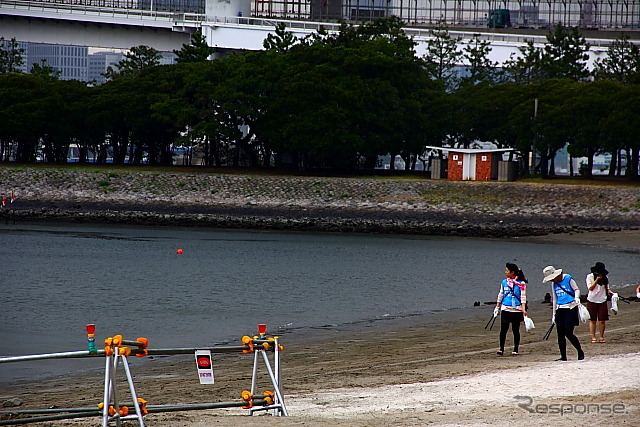 お台場海浜公園で行われた大規模清掃活動のようす