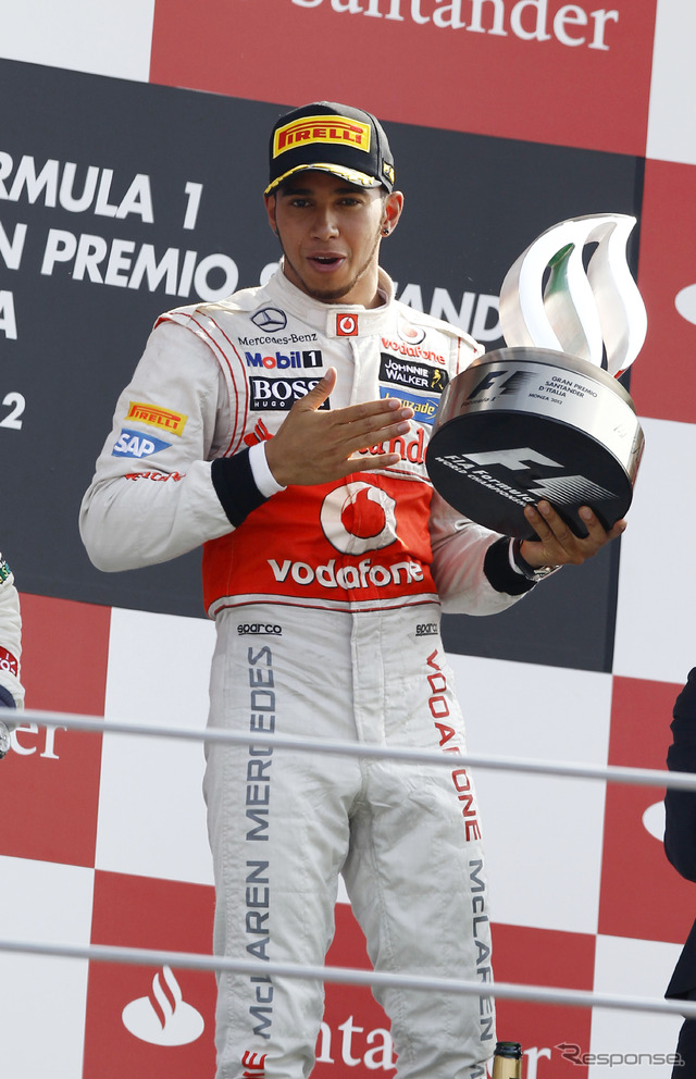 2012年イタリアGPで優勝したルイス・ハミルトン（マクラーレン）