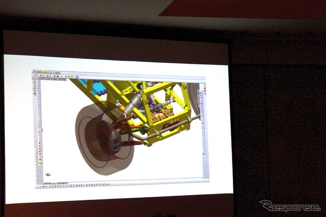 「SolidWorks」を用いた車両開発の様子。