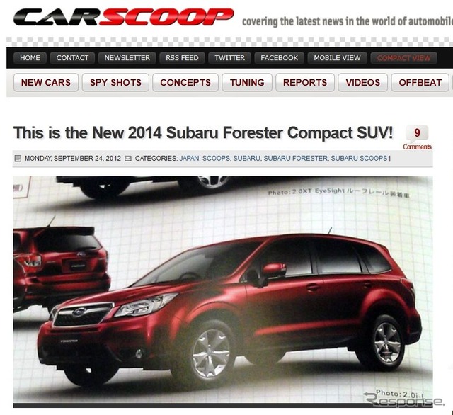 次期フォレスターの画像を掲載した米『CAR SCCOP』