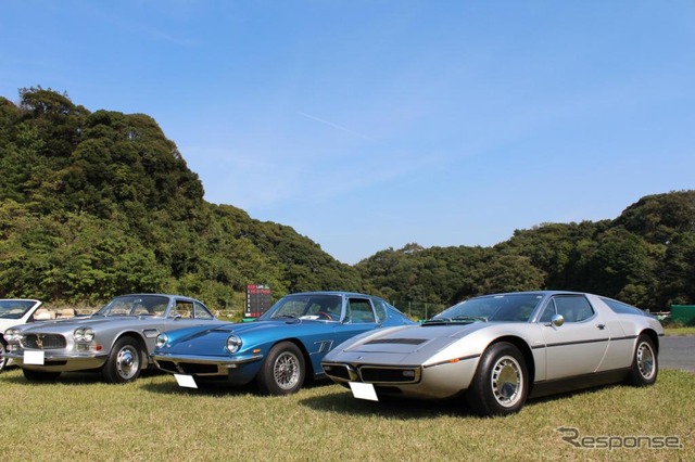 マセラティ・ボーラ(手前)、ミストラル(中)、セブリング(奥)