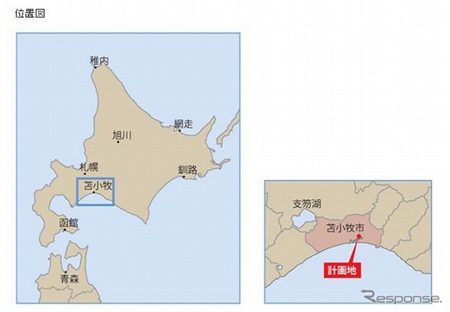 三井不動産・北海道苫小牧太陽光発電所の位置図