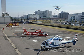 近隣府県からヘリコプターが参集