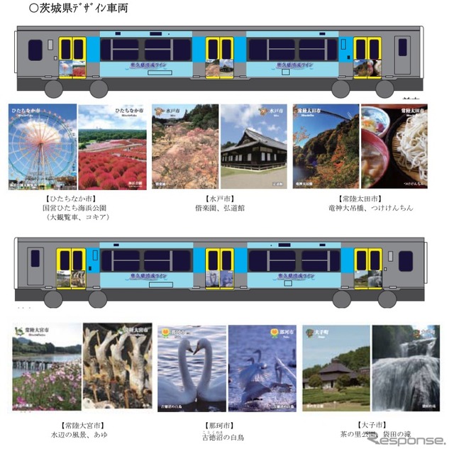 水郡線に茨城と福島の魅力を描いたラッピング車両が登場