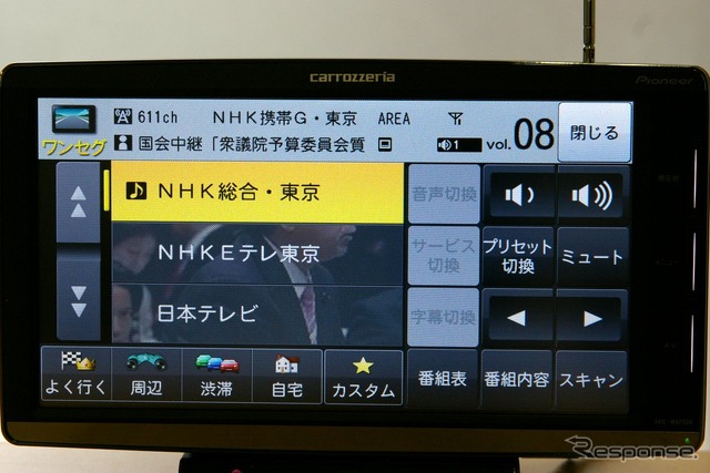 カロッツェリア 楽ナビ AVIC-MRP009 テレビ情報表示