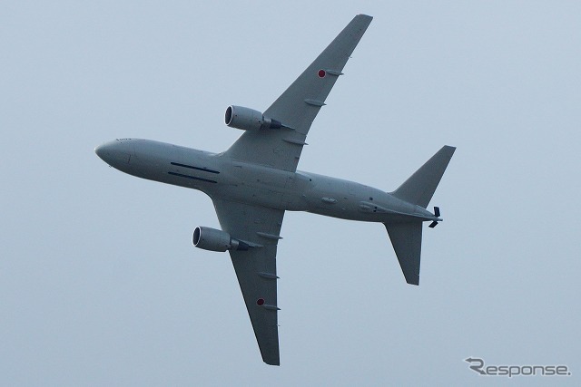航空自衛隊の空中給油機、KC-767。旅客機のボーイング767がベースとなっている。