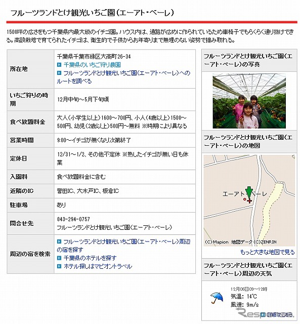 マピオン・いちご狩り特集
