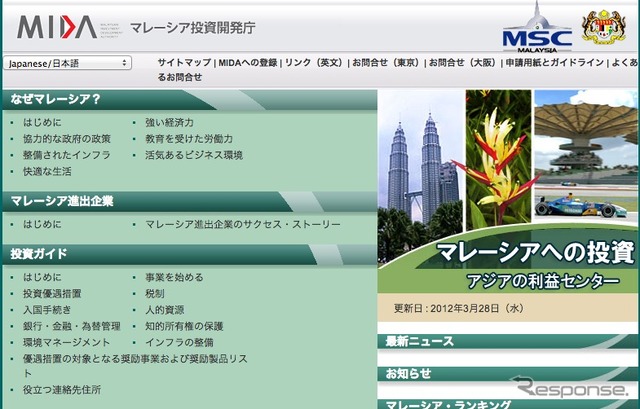 マレーシア投資開発庁webサイト
