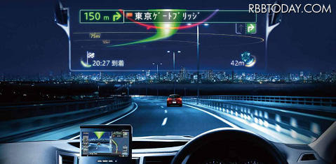 運転中のドライバーの視界にAR情報を表示するイメージ